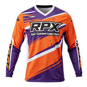 Maillot de motocross RPX personnalisé par sublimation, orange, violet, blanc, manches longues, prix de gros - Product Image 2