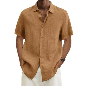 Camisas Casuales de Lino y Rayón con Cuentas para Hombre, Manga Corta, con Botones, para Playa, Verano, Boda - Product Image 5