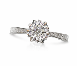 Nuevo Diseño Anillo de Eternidad para Mujer, Chapado en Oro de 18K sobre Plata, con Diamante Cultivado en Laboratorio, Corte Brillante, Seis Puntas, Diseño Floral, para Boda o Fiesta - Product Image 2