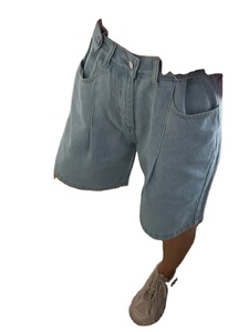 Pantalones cortos vaqueros negros de cintura alta para mujer, ropa de calle holgada de pierna ancha, pantalones cortos transpirables de verano para mujer - Product Image 6