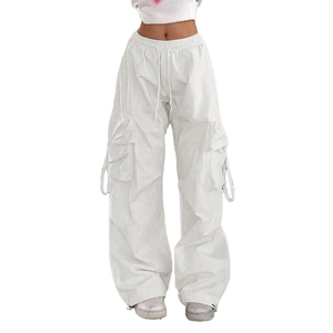 High Quality <b>100</b>% Poly Loose Fit Y2K Parachute Techwear Streetwear Multi-Pocket Baggy Wide Leg Tactical Casual Waterproof Cargo - Product Image 3