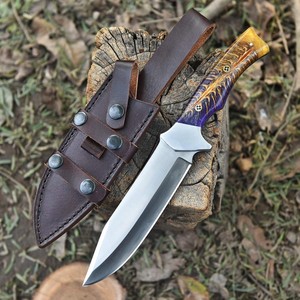 Cuchillo Bowie de Caza de Hoja Fija de Acero 1095 Forjado a Mano, 12 Pulgadas de Longitud Total, Mango de Piña, Hoja con Punta Caída - Product Image 1