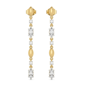 Pendientes clásicos chapados en oro de 18 quilates con diamante de corte marquesa y joyería de boda para mujer - Product Image 1
