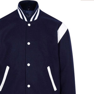 Veste bomber varsity en cuir avec broderie chenille marine de haute qualité, sur mesure OEM, pour hommes - Product Image 5