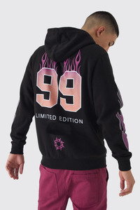 2025 Custom Flame Design Screen Print Oversized Zip <b>up</b> Hoodies Men Stylish Breathable Custom Team Number 100% Cotton - Product Image 2