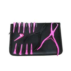 Kit d'extensions de cheveux roses à nouer à la main avec pince de pose et aiguille à boucle - Product Image 3