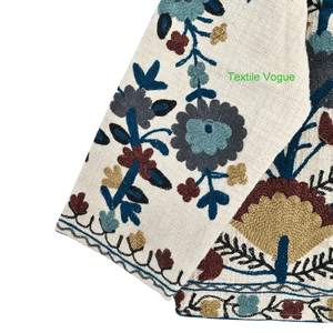 Veste en velours blanc Suzani brodée à la main, veste bohème pour femmes, veste artisanale ethnique faite à la main, style vintage, manteau bohème - Product Image 2