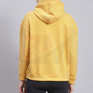 เสื้อสเวตเตอร์มีฮู้ดสีเหลืองสำหรับผู้หญิง สีพื้น แขนยาว มีกระเป๋า ระบายอากาศได้ดี ผ้าฝ้ายถัก ใส่ได้ในฤดูใบไม้ร่วง - Product Image 2