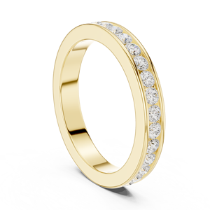Yellow Gold Plated <b>Diamond</b> Band <b>Ring</b> Round Brilliant Eternity Wedding Band for Women Anniversary Jewelry - Product Image 2