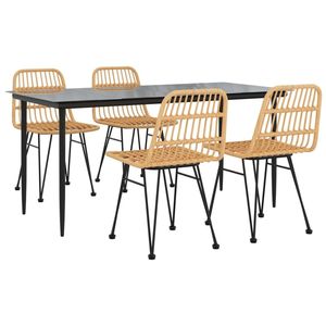 Set da Pranzo da Giardino per 4 Persone, Struttura in Metallo Resistente alle Intemperie, Arredamento da Esterno dal Design Contemporaneo - Product Image 3
