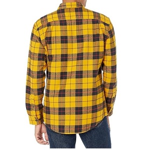 Buttons Down Customized <b>Yellow</b> <b>Check</b> Plaid <b>Shirt</b> Casual Formal Office Work Wear Breathable Oversize Flannel <b>Shirts</b> Wholesale OEM - Product Image 1