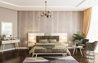 Meubles de chambre à coucher, lit avec pied de lit, lit king size, cadre de lit en bois luxueux, fabrication artisanale, dessus en bois massif, haut de gamme, sculpté à la main
