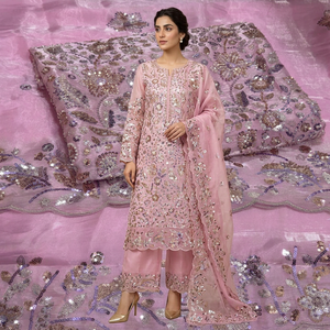 Dupattas en soie brodée violette pour femme, matériaux recyclés, réversibles, tenue de mariage traditionnelle indienne longue jusqu'au sol - Product Image 4