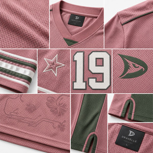 DRAVELLE Men's American Football Jersey <b>Mesh</b> V-Neck Short Sleeve Breathable 100% Polyester Anti-Bacterial Quick Dry Custom - Product Image 6