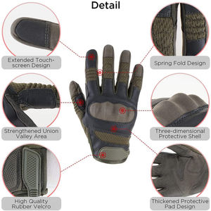 Gants de moto en cuir pour hommes, pour l'été, pour les sports de plein air, le cyclisme, antidérapants, à doigts entiers - Product Image 5