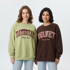 ซื้อเสื้อสเวตเชิ้ตคอกลมโอเวอร์ไซส์สำหรับผู้หญิง คุณภาพพรีเมียม พิมพ์ลายตัวอักษร ผ้าฝ้ายถัก สวมใส่ได้ในฤดูใบไม้ร่วง แขนเสื้อแบบปกติ - Product Image 6