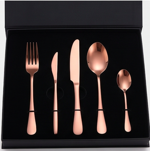 Copper Color Flatware <b>Set</b> Modern Stainless Steel Cutlery Round Handle Rust Resistant Wedding Tableware 4 Piece <b>Set</b> - Product Image 5