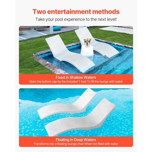 Set of 2 Chaise Lounger Inside <b>Pool</b> Lounge <b>Chairs</b> <b>Floating</b> <b>Pools</b> Floatin for up to 5\" Water Depths <b>Pool</b> Lounge <b>Chairs</b> Pillow - Product Image 5