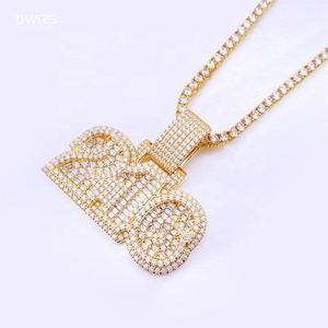 VVS Moissanite Iced Luxury Certified Men's Two Tone 925 Sterling <b>Silver</b> Hip Hop Jewelry Custom Number Name <b>Initial</b> Logo <b>Pendant</b> - Product Image 6