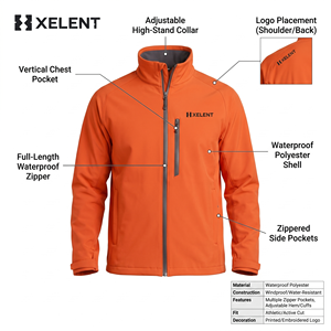 Veste imperméable en polyester pour homme, orange, vêtements d'extérieur - Product Image 5