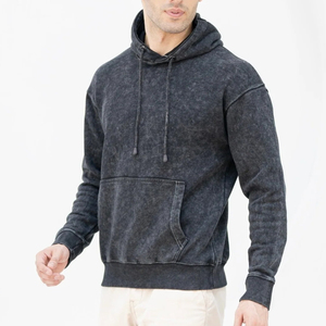 Sudaderas con capucha de algodón mezclado de alta calidad con lavado ácido para adultos, producto superventas, sudadera con capucha para hombre hecha a medida con lavado ácido. - Product Image 3