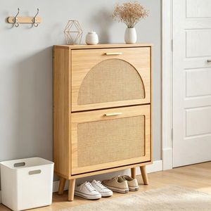 Mobile Portascarpe in Alluminio dal Design Semplice e Moderno, Salvaspazio con Ripiani Regolabili, Stile Legno MDF, Arredamento per Casa e Hotel - Product Image 4