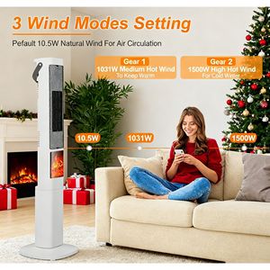 Stufa Elettrica Portatile 3-in-1 Silenziosa per Interni, Copertura Ampia a 120 Gradi, Effetto Caminetto 3D, Timer e Telecomando - Product Image 2