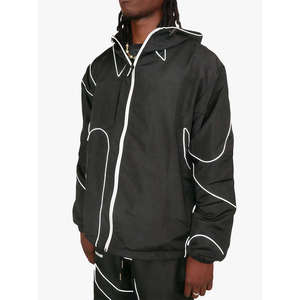 Ensemble de survêtement 2 pièces pour homme, style streetwear, avec passepoil contrastant, veste à capuche et pantalon de jogging, tenue urbaine hip-hop - Product Image 2
