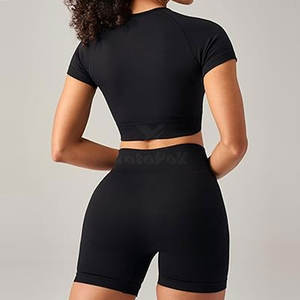 Conjunto de Top y Shorts de Yoga para Mujer de Buena Calidad, Sólido, Antibacteriano, de Secado Rápido, Ligero, Elástico y Cómodo, Diseño para Correr y Yoga - Product Image 4