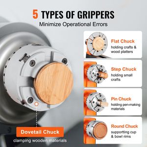 Mandrino per tornio pneumatico a 4 griffe KP965, diametro 3,75 pollici, autocentrante, 5 set di griffe per accessori per tornio da metallo - Product Image 3