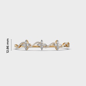 Romantic 18K <b>Solid</b> <b>Gold</b> Diamond <b>Bangle</b> Bracelet Marquise Cut Flower Pattern Claw Setting Women's Wedding Jewelry - Product Image 5