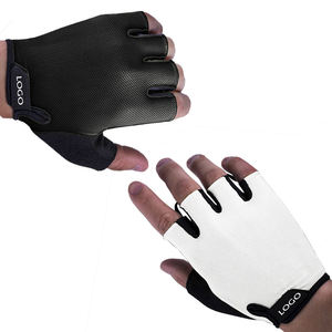 Gants de cyclisme d'été en cuir écologique respirant, demi-doigts, paume antidérapante, lavables, unisexes, couleurs personnalisables - Product Image 3