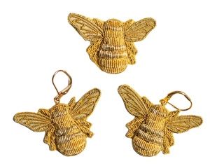 Broche Abeille de Luxe Faite à la Main en Fil d'Or et d'Argent, Bijou Brodé Personnalisable, Vente en Gros - Product Image 5