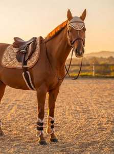 Giraffe Print Horse Saddle Pad Set, Matchy Matchy Equestrian Gear, Custom Matching Fly Veil and <b>Boots</b>, Animal Print - Product Image 4
