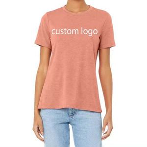เสื้อยืดคอกลมแขนสั้นสีดำสำหรับผู้หญิง ทรงปกติ สีพื้น ผ้าฝ้ายเจอร์ซีย์ พิมพ์ลายโลโก้ ใส่ได้ทุกฤดู - Product Image 3
