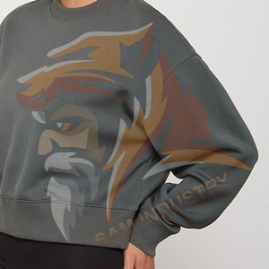 Sweat-shirts surdimensionnés personnalisés en coton molletonné de haute qualité pour femmes, couleur personnalisable - Product Image 4