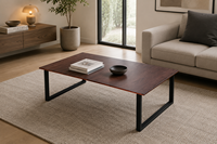 Table à manger pliable en bois massif à bord naturel, style industriel moderne, avec base en métal et bord d'arbre organique, pour usage hôtelier