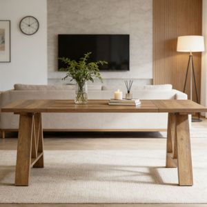 Tavolo da Pranzo in Legno Massello dal Design Moderno con Struttura in Acciaio e Elegante Piano in Ardesia per Appartamenti, Soggiorni, Matrimoni o Uso Alberghiero - Product Image 4