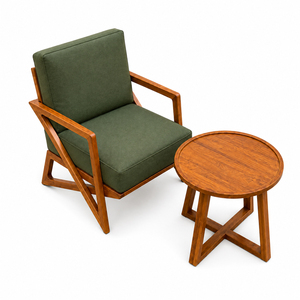 AuraTeak Home - Juego de Bistró de Lujo para Patio, en Madera de Teca Sólida, Contemporáneo, con Cojines Tapizados de Primera Calidad, para Jardín, B2B, 4 Plazas - Product Image 3
