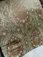Tissu brocart de soie à motif végétal, tissé jacquard, poids moyen, voile, textile de maison