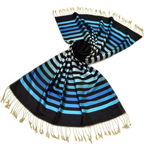 Écharpe en soie faite main 2026, tissée réversible, bicolore, motif vintage automne, longue, unie, teinte, design lignes multicolores, pour femme - Product Image 3