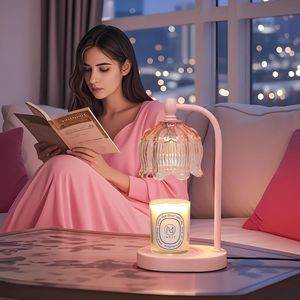 Pink Melt Wax Warmer Lamp with <b>Timer</b> Dimmer Mother's Day Gift for Mom/Wife Features 2 Bulbs for Candle Jar - Product Image 5
