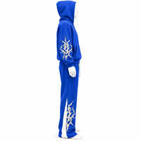 Ensemble sweat à capuche et pantalon de survêtement blancs surdimensionnés avec impression flamme personnalisée, style streetwear, 100% coton, pour la vente en gros