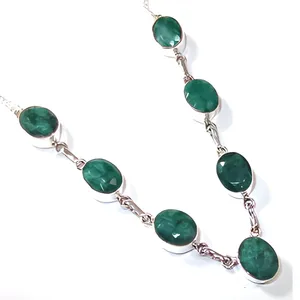 Natural Green Quartz 925 Sterling Silver Necklace Handmade Vintage Ethnic Boho Gemstone Jewelry <b>for</b> Women Wholesale - Product Image 1