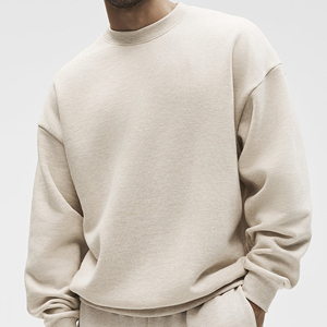 <b>Men's</b> Oversized Crew Neck Sweatshirt Solid Color Minimalist Style Regular Fit Cotton French Terry <b>Pullover</b> Autumn Wear - Product Image 6