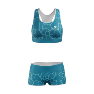 Custom Logo 2 Piece Fitness Set Racer Back Sports <b>Bra</b> and Shorts Premium Comfort Athletic Wear Solution - Product Image 1