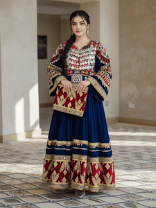 Chemise légère en mousseline de soie à manches longues, style ethnique vintage afghane Kuchi, broderie artisanale pour filles du Pakistan, couleurs et tailles personnalisables - Product Image 5