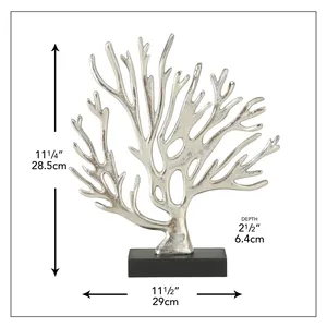 Sculpture de Corail en Alliage de Zinc Plaqué Argent, Forme Irrégulière, Pièce d'Art Décorative pour la Maison, Technique de Moulage, Artisanat Métallique - Product Image 2