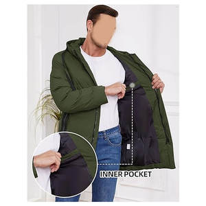 Manteau d'hiver pour homme, long, matelassé, chaud, à capuche, parka, vêtement d'extérieur isolé, pour temps froid, décontracté, en plusieurs couches - Product Image 6