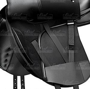 Selle d'obstacle anglaise en cuir avec arceau en bois, noire, taille complète - Product Image 2